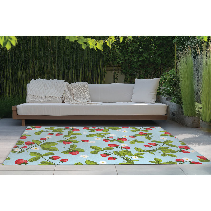 Tapis d'extérieur Strawberries, Rectangulaire 3 pi x 5 pi