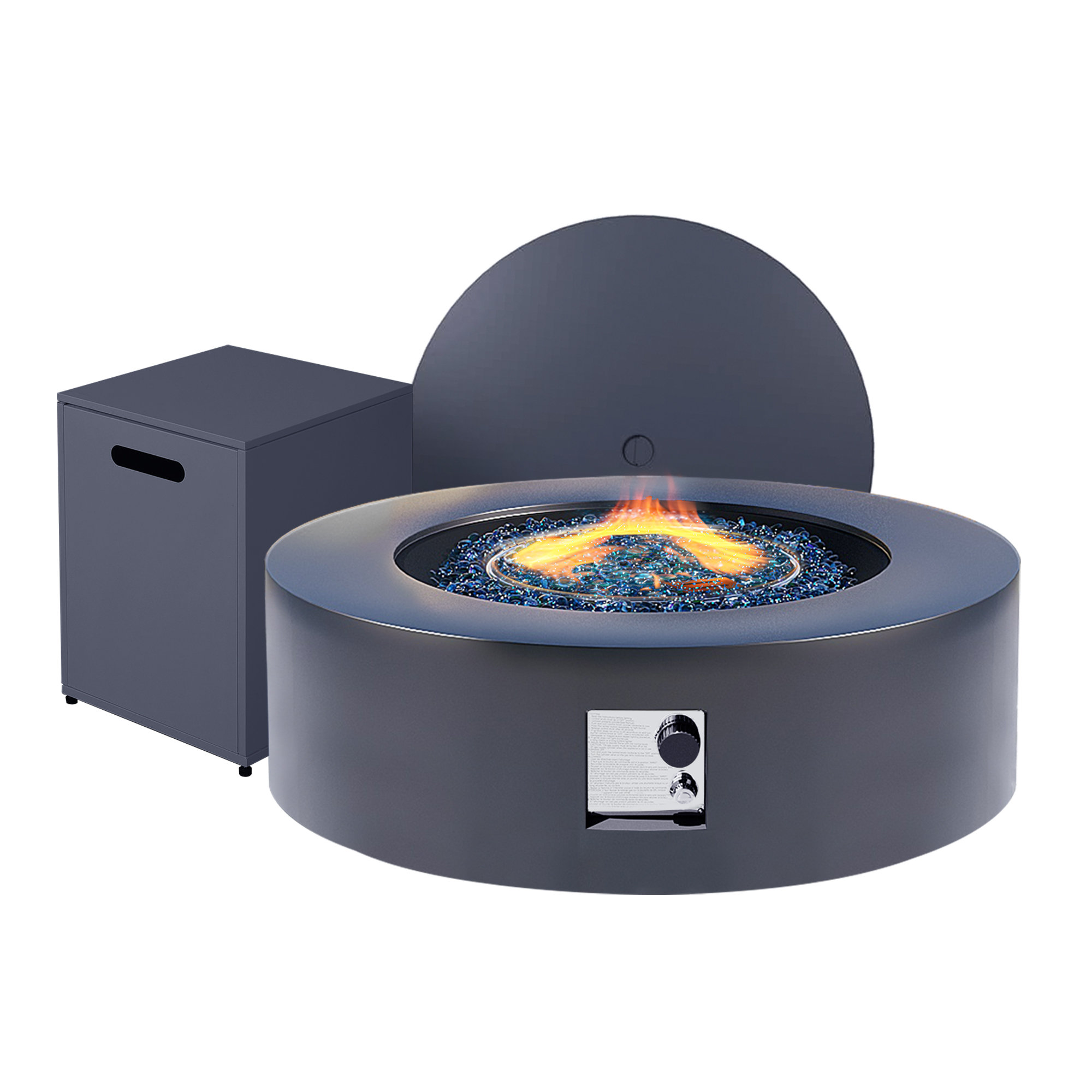 Latitude Run® Dhian 40.5Inch Round Iron Propane Outdoor Fire Pit Table