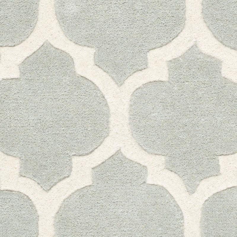 Tapis bleu clair en laine touffeté à la main Carolene, Carré 8 pi 9 po