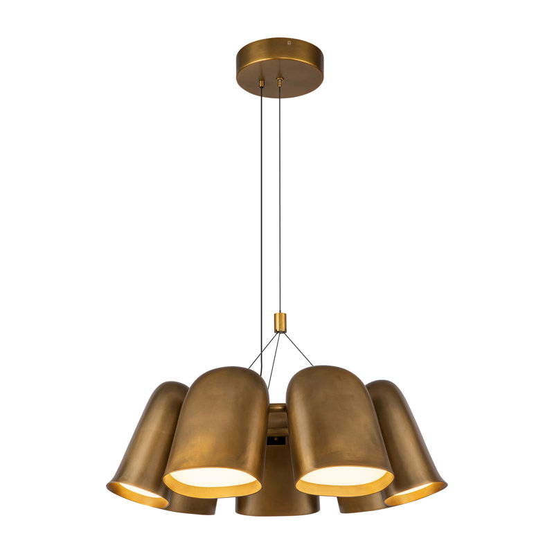 Bell 20-In Chandelier, Brass, Vintage Brass