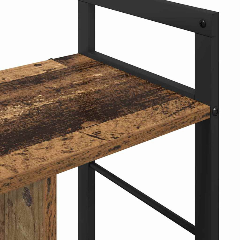 58.5 cm H x 75 cm W Steel Etagere Bookcase, Old Wood