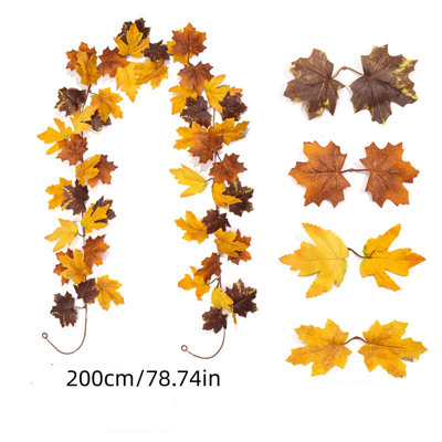  Artificial Maple Leaf Wreath Thanksgiving and Fall Home Party Decor Colored Wreath