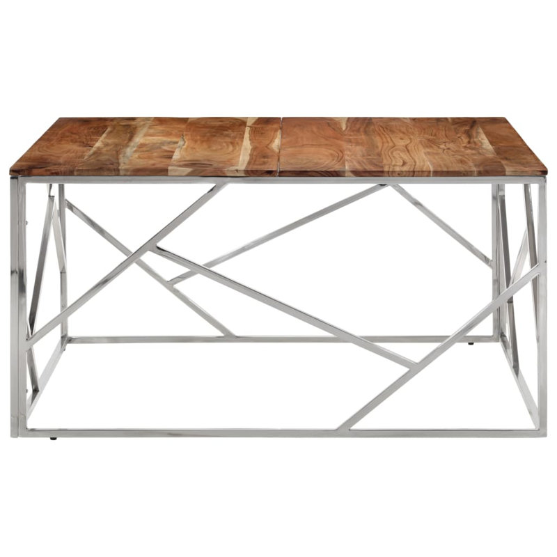 Lorrell Frame Single Coffee Table, Wood, Silver and Light Brown