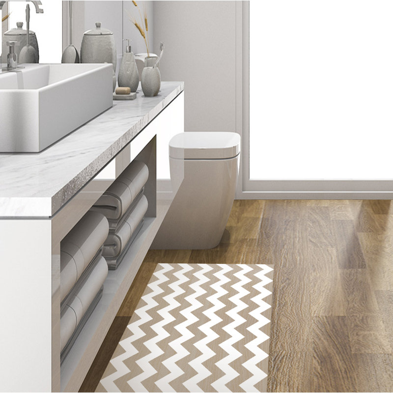 Rebecca Chevron Vinyl Indoor / Outdoor Area Rug, Runner 80 x 300 cm