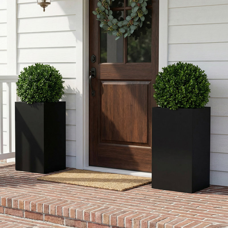 Jardinières rectangulaires en métal pour plantes d'extérieur, H 30 po x l 16 po x P 10 po