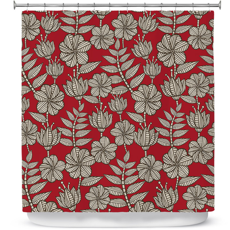 Rideau de douche simple kenia 1, Rouge / Mauve