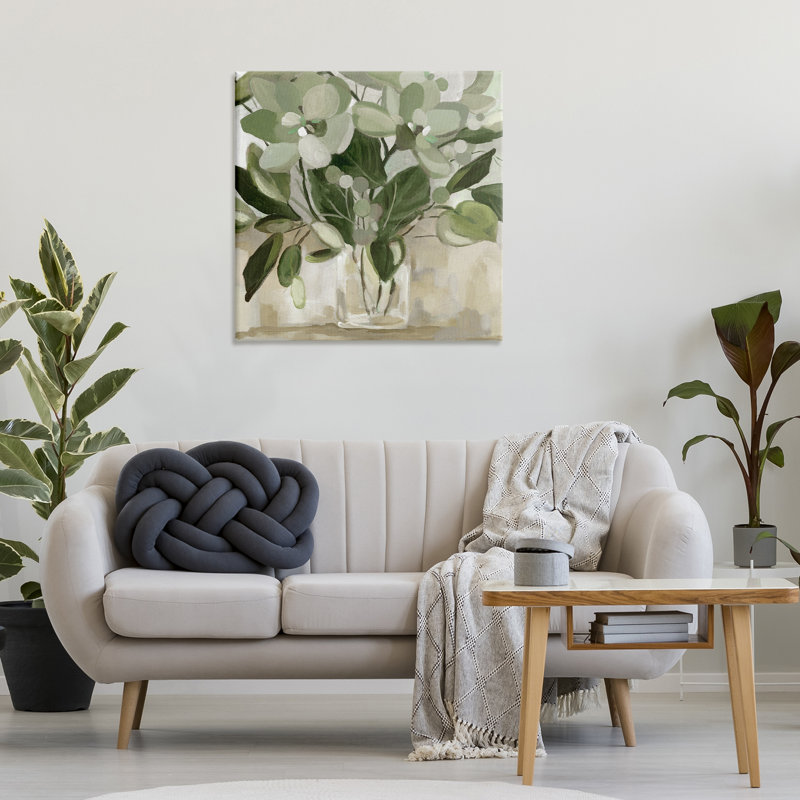 Art floral sur toile Bouquet de fleurs et vignes, design par Carol Robinson, H 30 po x l 30 po
