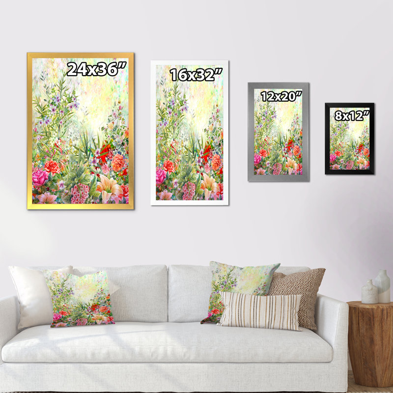 Elegant Farmhouse Spring Flowers VII - Décoration murale traditionnelle sur toile, Impression noire sur toile encadrée