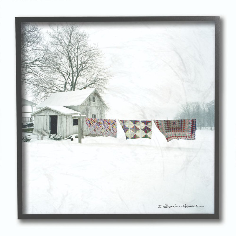 Reproduction de photo «Winter Snow Shed corde à linge» par Penny Lane, H 12 po x l 12 po x P 0,5 po