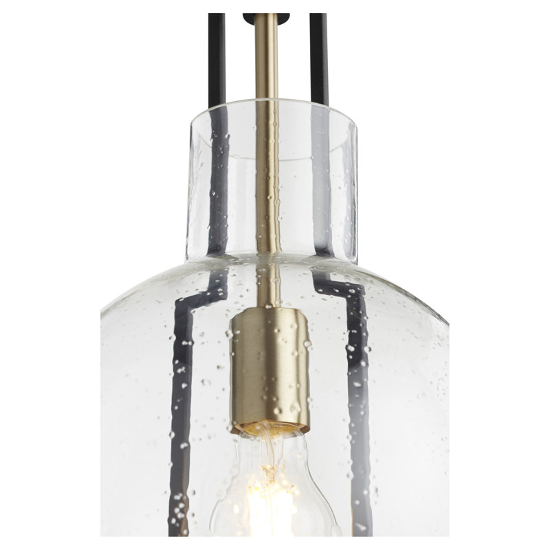 Dinah 1 - Light Single Pendant, Black/Aged Brass, 18.75" H x 9.5" W x 9.5" D
