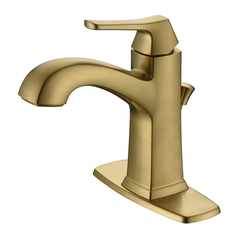 Lotto Collection Single-Handle Mid-Arc Lavatory Bathroom Sink Faucet with Drain Assembly - Brushed Gold, Brushed Gold