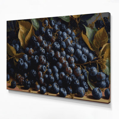 Fruit Mulberry Black Grey Canvas Wall Art
