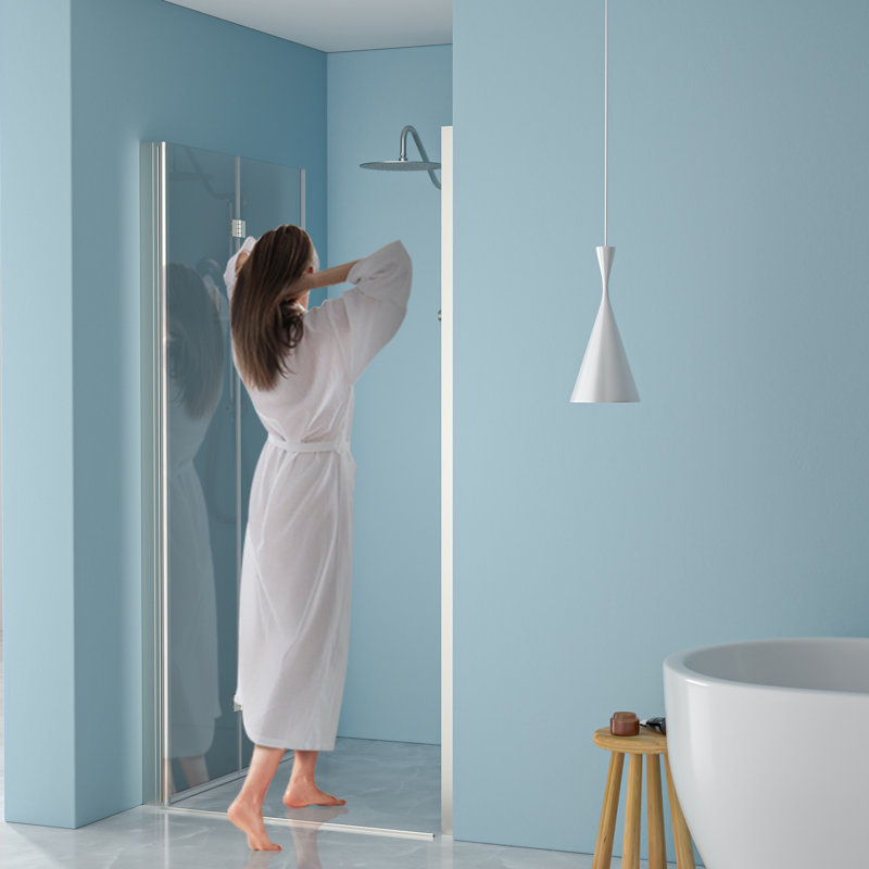 Brushed Nickel 32"w X 72"h Tempered Glass Shower Door - To Wear And Tear, Space Optimization Advantage, Bathroom Essential Component Marks, Adjustable Width Setting, Necessity