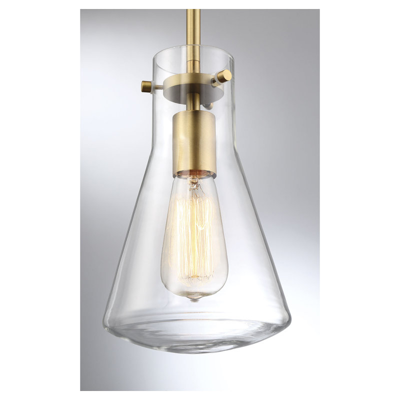 Luminaire suspendu conique à 1 lumière Renata, Laiton naturel