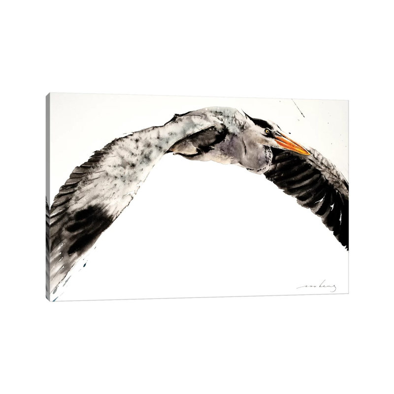 Stork In Flight II by Soo Beng Lim - Wrapped Canvas Painting, 20.32 cm H x 30.48 cm W