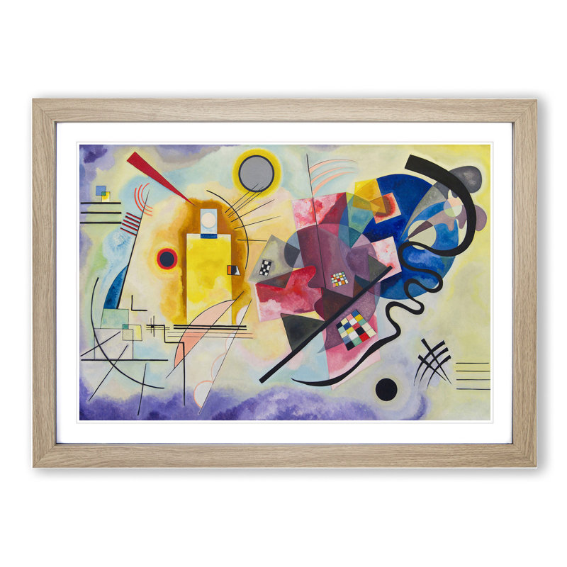 Yellow-Red-Blue by Wassily Kandinsky - Picture Frame Painting on MDF, 48cm H x 65cm W x 2cm D, Oak Framed