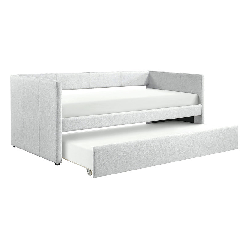 Lit de jour 1pc avec tissu d'ameublement en tissu gris et tissu d'ameublement gris, Gris