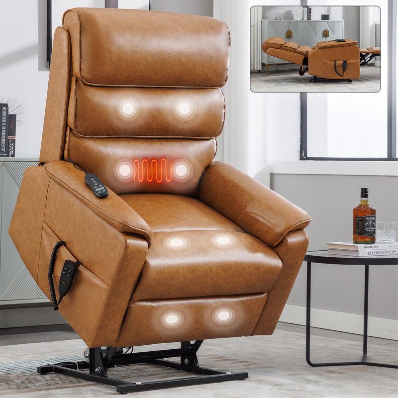 Fauteuil inclinable Leather Lift, Brun jaune