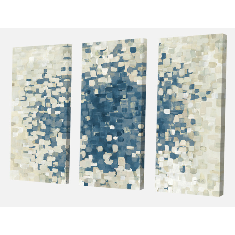 «Geometric Blue Spots», peinture de plusieurs images sur toile, H 40 po x l 60 po x P 1 po