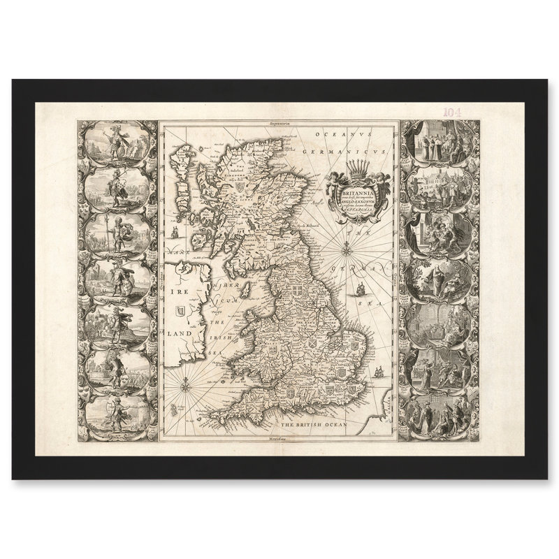 Jansson 17th Century Anglo Saxon Map Britain Brittania by Value Does Not Apply - Single Picture Frame Print