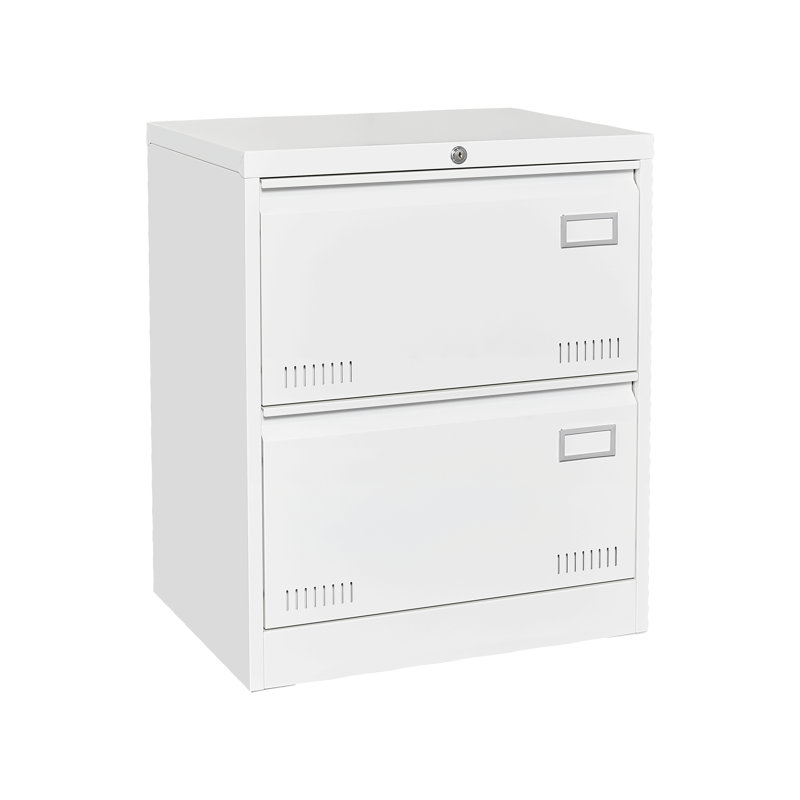 2 Drawer Lateral File Cabinet, White Lockable Metal Filing Cabinet For Legal, Letter & A4 Files, Home Office Storage Cabinet