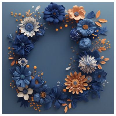Édredon bleu, orange et floral