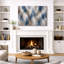 Abstrait bleu beige, motif vertical, images de salon moderne, impression sur toile encadrée-126096644-126096646