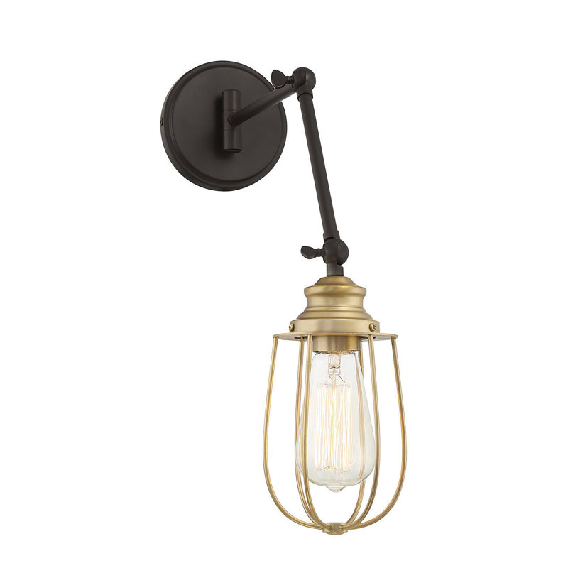 Lampe murale avec bras pivotant 1 lumière en bronze frotté / laiton à intensité variable Ivan