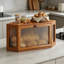 Boîte à pain de coin en bambou pour comptoir de cuisine, grand récipient de rangement de pain de ferme avec porte ondulée en acrylique, organisateur multifonctionnel pour le pain, les fruits et les produits de boulangerie