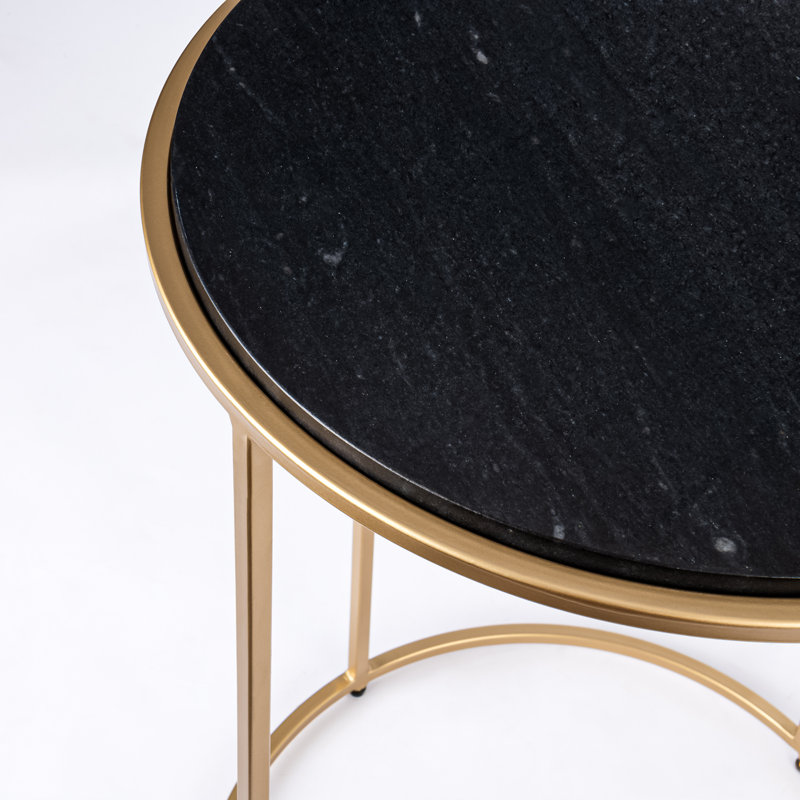 Nikelle Marble Top End Table, Black, Gold
