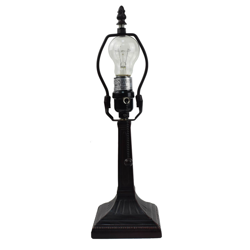 Lampe de table 14,5 style tiffany, Doré / bleu / jaune, Bronze foncé