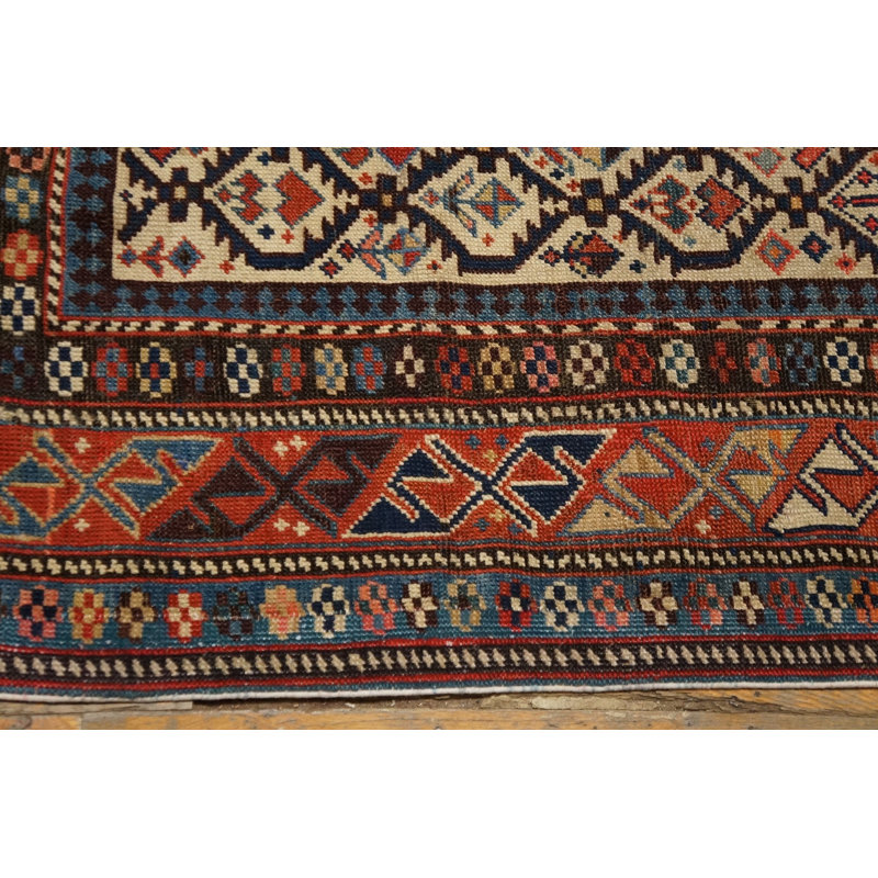 Late 19th Century Ivory Antique Caucasian Dagestan Prayer Design Tribal Rug