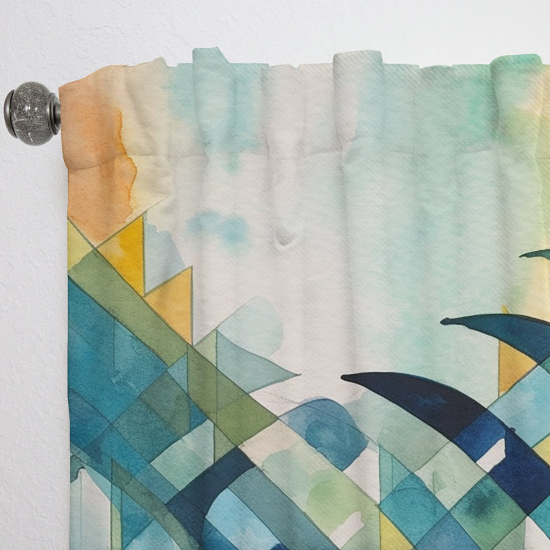 Santee - rideau en velours moderne - obscurcissant - 1 panneau de velours bleu et orange, L 52 po x L 95 po