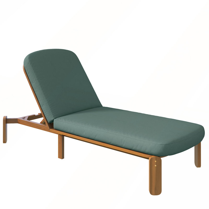 Chaise longue d'extérieur réglable avec coussins épais et dossier à 3 positions pour une détente ultime, Vert