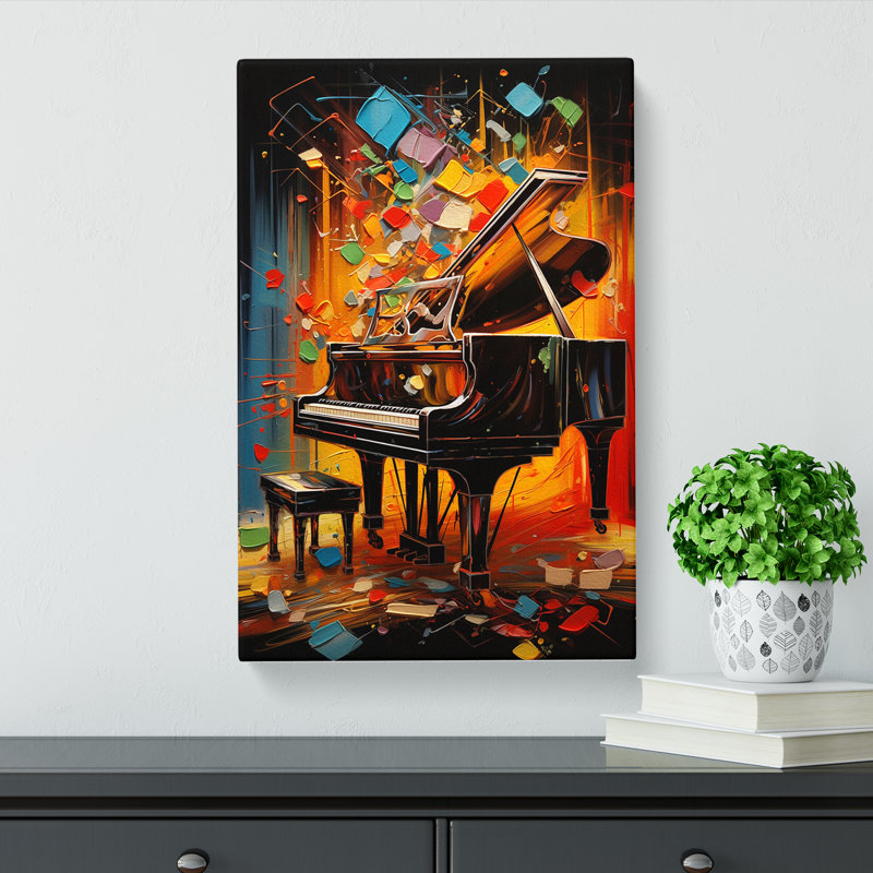 Piano Hard Edge Painting - Wrapped Canvas, 60cm H x 40cm W x 3cm D
