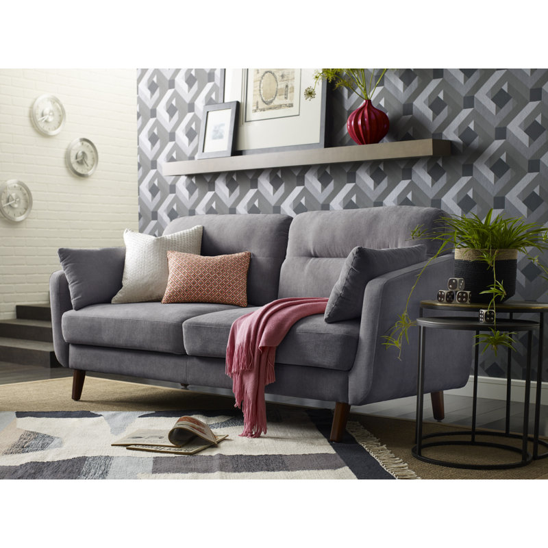 Causeuse à accoudoirs carrés Elle Decor, Gris foncé