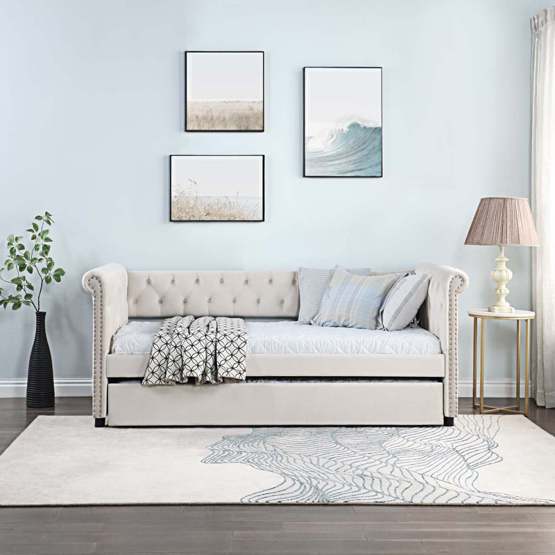 Lit de jour avec couchette Jasella, Beige