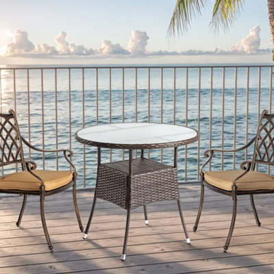 31.5" Outdoor Patio Wicker Round Dining Table