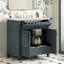 Meuble-lavabo de 30 po avec lavabo en céramique, armoire de rangement en bois massif avec portes à fermeture douce, style rétro, bleu