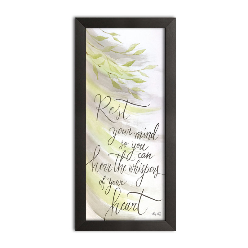 « rest your mindate », art textuel, H 18 po x l 8 po x P 0,75 po, Cadre noir
