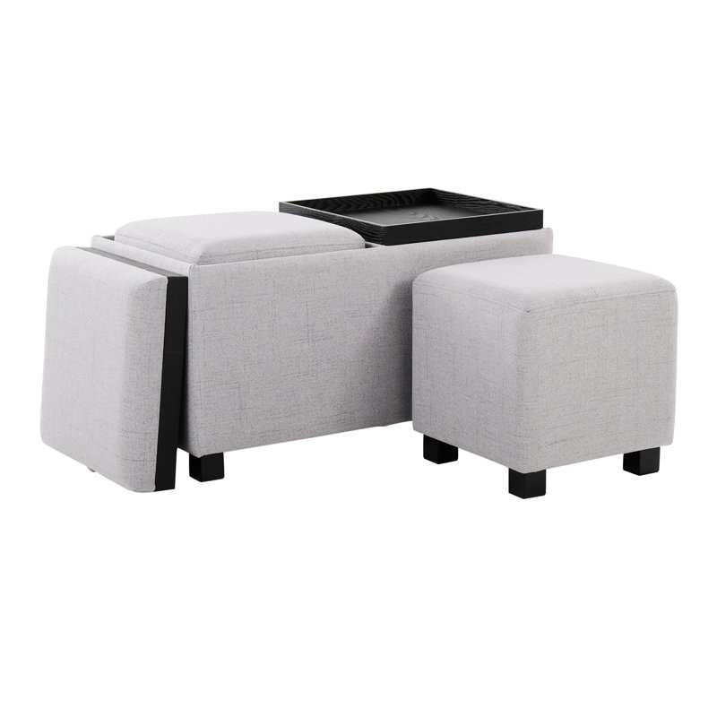 Repose-pieds avec rangement 17 po Callaham, Polyester gris