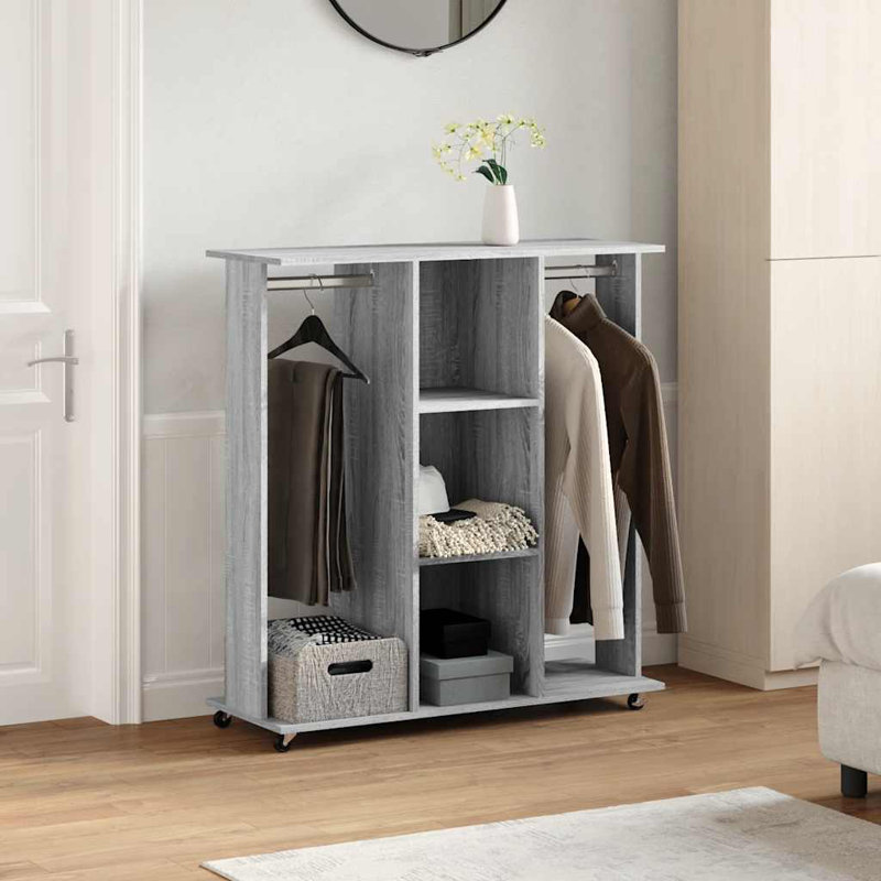 Wardrobe With Wheels 102X38x110 Cm Engineered Wood, Grey Sonoma