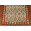 Tapis bleu / orange / crème en laine noué à la main de conception unique 6 pi 11 po x 9 pi 9 po New Age