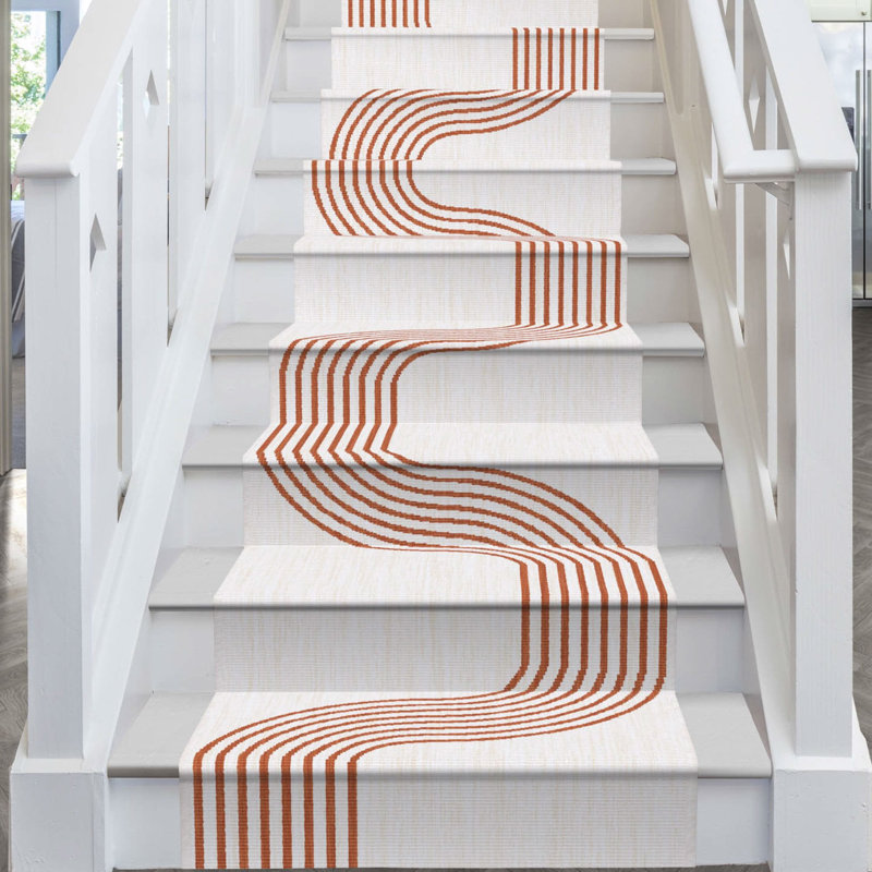 Stair Runner Striped Flatweave Area Rug, Runner 60 x 450 cm