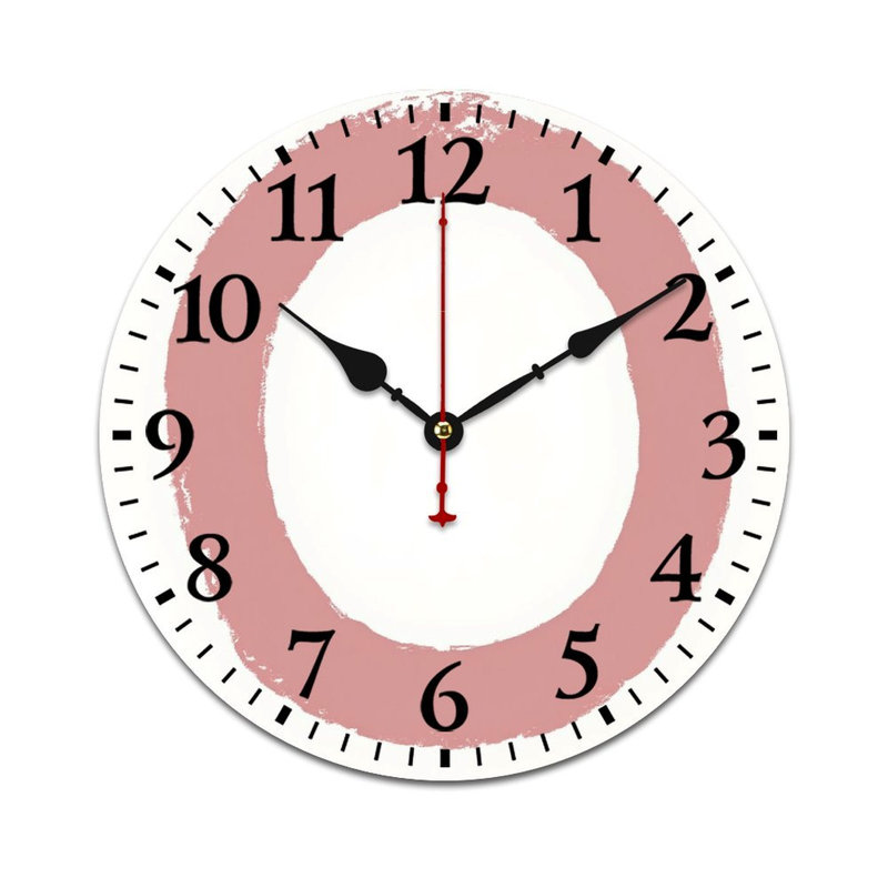 Horloge murale 12 po x 12 po rose rosé coup de pinceau, pour chambre d'enfant et porche