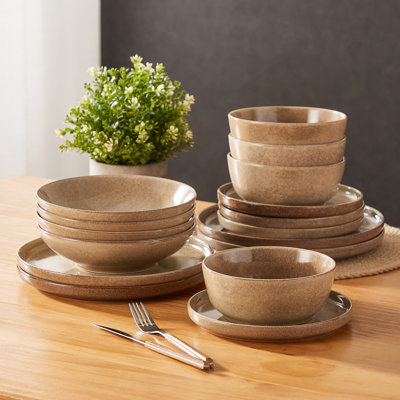 Mcfall 16 Piece Porcelain Dinnerware Set, Service For 4