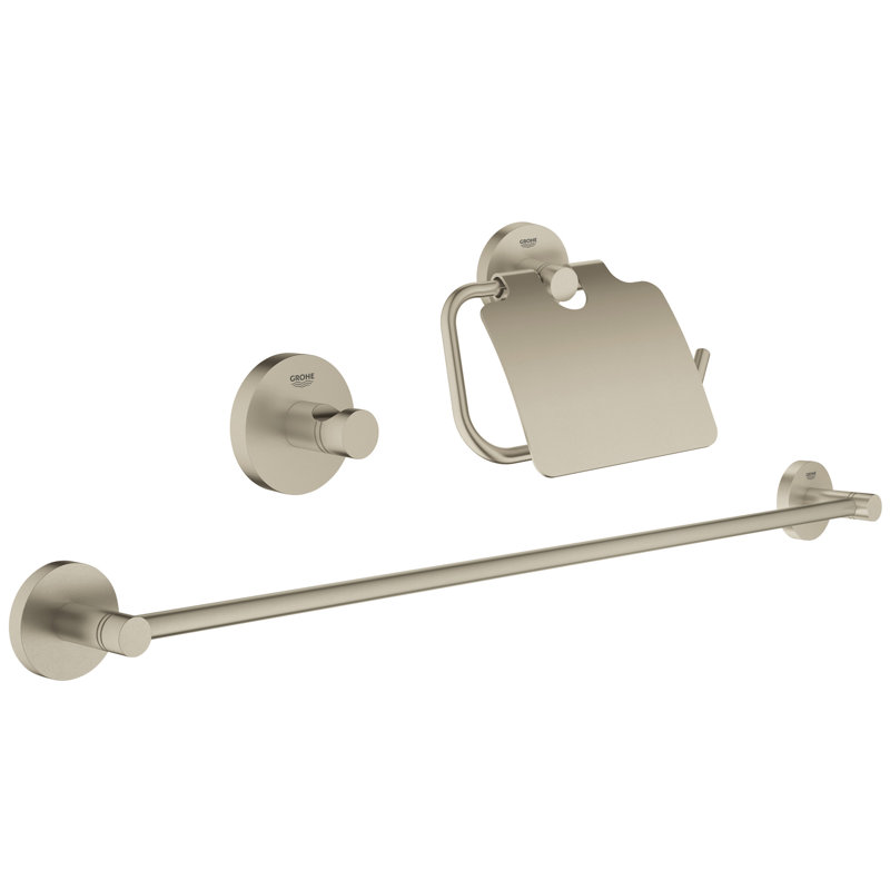 Ensemble de quincaillerie de salle de bain 3 pièces Essentials, Nickel brossé