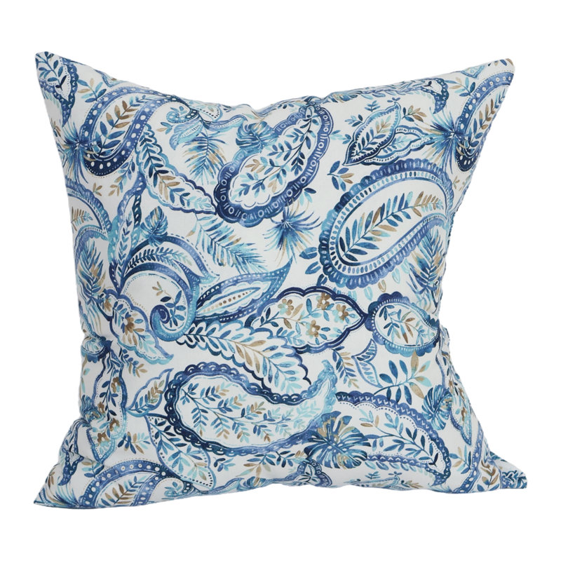 Outdoor Reversible Throw Pillow, Faylinn Lapis, 17" H x 17" W