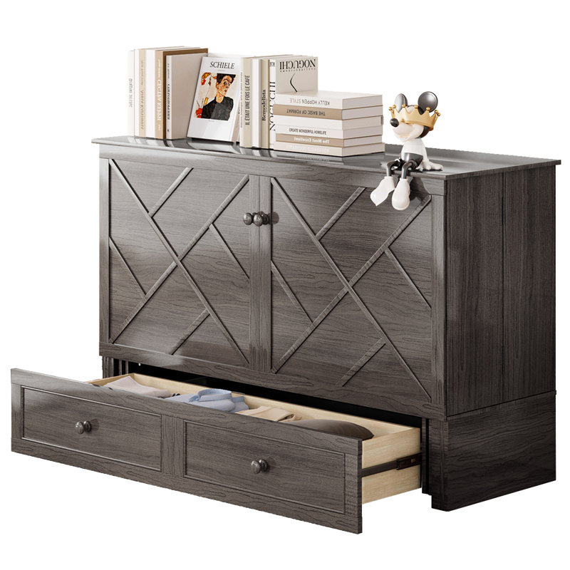 Murphy Cabinet Bed,multi-functional Cube Cabinet Bed With Mattress & Usb Charging Station,Mobile Wall Bed Chest With Storage Drawers For Bedroom Office