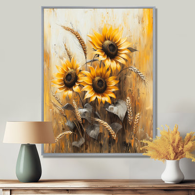 Doratha tournesols dans une prairie de blé I - tournesols, art mural